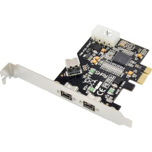 PCI-Express IEEE 1394B FireWire 3 Ports 2 External and 1 Internal Controller Adapter Card With TI XIO2213 Chipset
