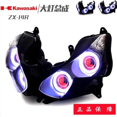 Motorcycle Front Headlight LED Head Light Lamp Assembly For Kawasaki ZX14R ZX 14R ZZR1400 2012-2017 angel demon eye