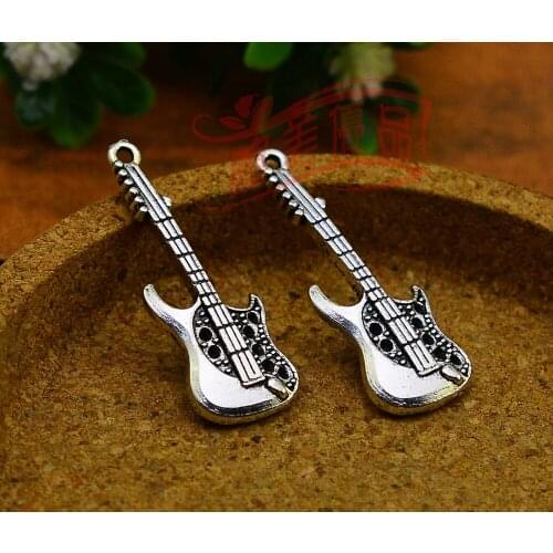 15pcs/lot--36x12mm, Antique bronze/silver plated guitar charms,DIY supplies,Jewelry accessories