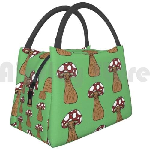 Portable Insulation Bag Mushroom Man Mushroom Character Cute Forest Fungi Pattern Fungus Fantasy