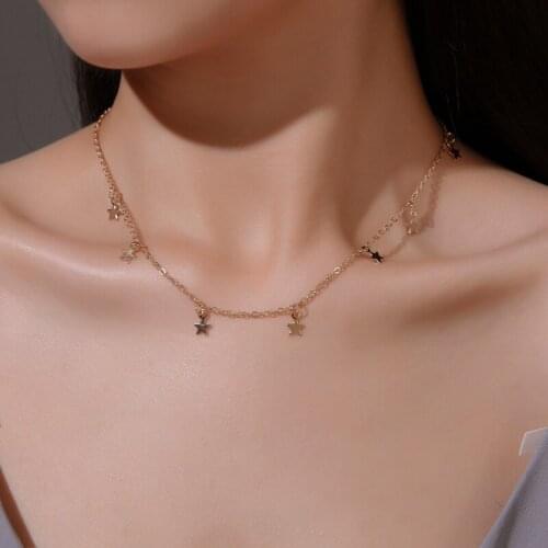 Simple Metal Star Clavicle Chain Necklace Women Fashion Neck Exquisite Gold Silver Color Choker Necklaces Collares Jewelry