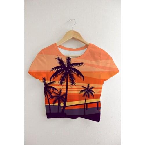 Custom Made Your Designs Sublimation Print Fun Chill Beach Dayz Milk Silk Crop T-Shirt Tops