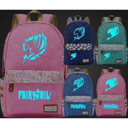 FL2901 Luminous Anime Cartoon Fairy Tail Children Schoolbag Girls School bag Women Bagpack Teenagers Canvas Lady Femme Backpack