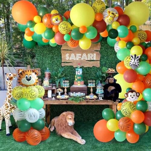 Jungle Safari Theme Party Balloon Garland Kit Woodland Animal Balloons 1st Birthday Party Decorations Kids Baby Shower Balloon