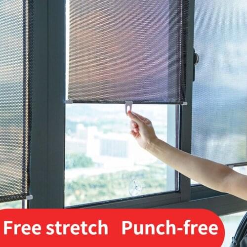 Balcony Sunshade Suction Cup Perforation-Free Bedroom Thermal Insulation Bathroom Glass Film Retractable Roller Blinds