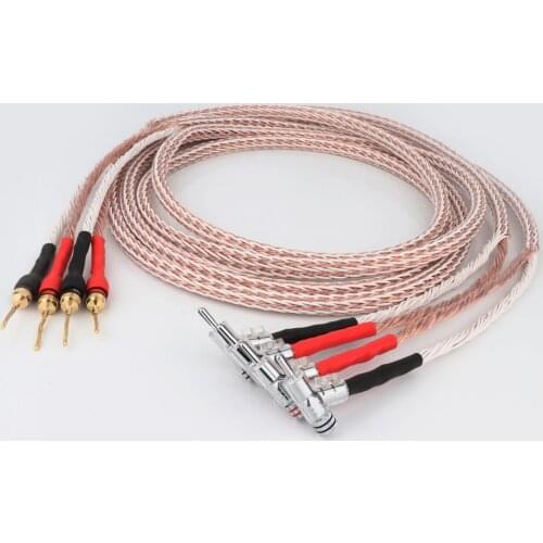 High Quality HI-End 12TC Speaker Cable OCC Copper Audiophile Loudspeaker Cable With Braided Banana Plug