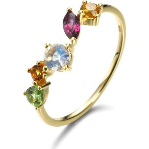 Jewelry natural color treasure Moonlight stone engagement ring Womens light luxury crystal jewelry rings for women