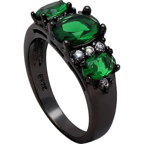 BLACK gold-color finger ring for women bridal fashion jewelry gift 2017 blue green red CZ stone wedding engagement rings