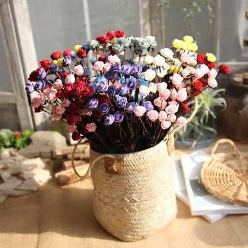 1 Bunch 15 Heads Mini Rose Colorful Foam Flowers Artificial Flower Home Decor For Wedding Small Roses Bouquet Decoration