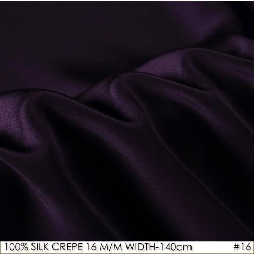 100% SILK CREPE DE CHINE 140cm width 16momme Natural Silk fabric for clothes Deep Purple NO 16