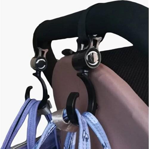 2PCS Baby Hanger Multifunction Baby Bag Stroller Hook Pushchair 360 Swivel Cart Hooks Baby Carriage Storage Stroller Accessories