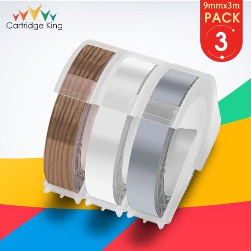 3PK 3/8" 3D Embossing Labels Tapes for Motex E101 E202 Dymo 1610 9mm Label Maker Color Label Tapes DIY Letter Ribbon 1755 1880