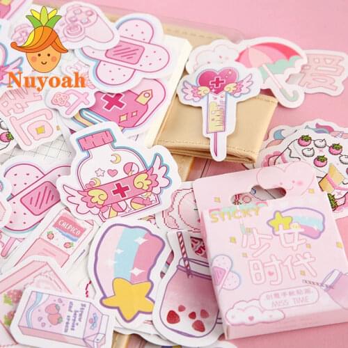 46Pcs/box Cute Diary Stickers Journaling Scrapbooking Girl Generation Series Planner Japanese Kawaii Deco Stationery Sticker