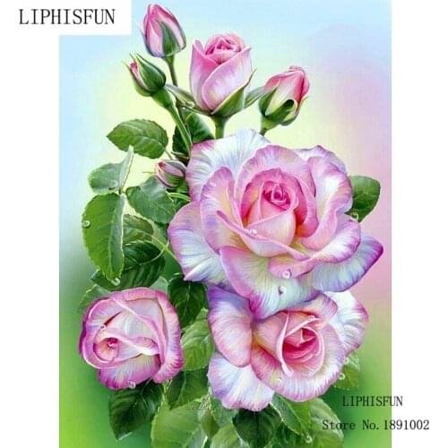 5D DIY Diamond Embroidery Peony Flower Diamond Painting Cross Stitch Full Drill Rhinestone Home Decoration Painting