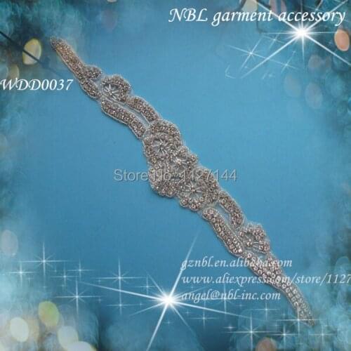 Crystal bridal beaded rhinestone sash applique for wedding evening dress iron on WDD0037