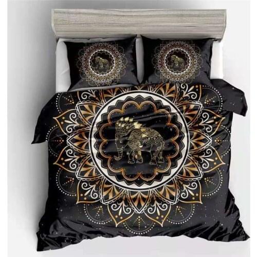 Bohemian Duvet Cover AU Queen Black Elephant Bedding Sets King size Boho Bedclothes Home Textile Bed Linen Quilt and pillowcase