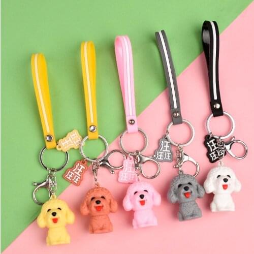 Cute three-dimensional glue Teddy paparazzi key chain car pendant men and women bag key chain creative