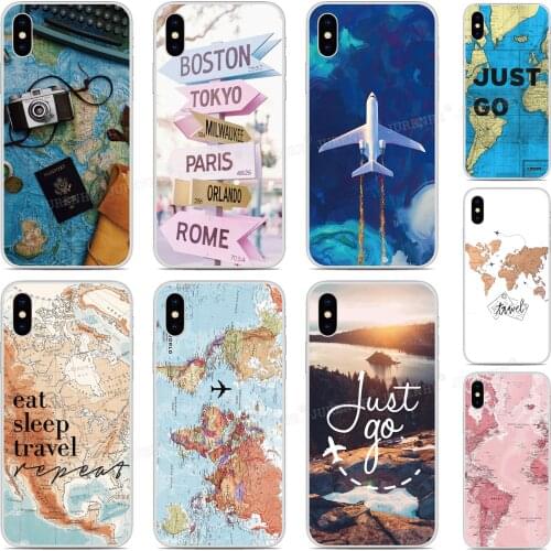 World Map Travel Case For Huawei Nova 5 6 SE 7i Y7P 4e Y5 Y6 Honor 20 9X 8S Mate 30 P40 Plus P30 Pro Lite E P Smart 2019 Cover