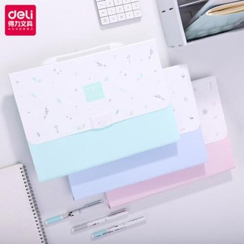 Deli 72472 Organ Bag A4 Classification Index Folder Primary and Secondary School Students Multi-layer Candy Color Large Capacity