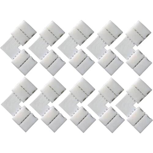For 10mm LED-Light Strip Tape Corner Connectors 90 Degree Solder-Free 10pcs RGB
