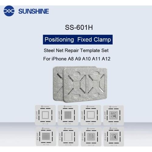 SS-601H Tin Planting Double-Sided Double Slot Positioning Fixture Steel Net Repair Template Set For iPhone A8 A9 A10 A11 A12