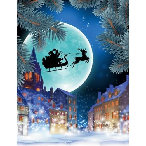 Christmas Backdrop Cartoon Winter Town Santa Photography Background Family New Year Xmas Party Decoration Photo Booth Props