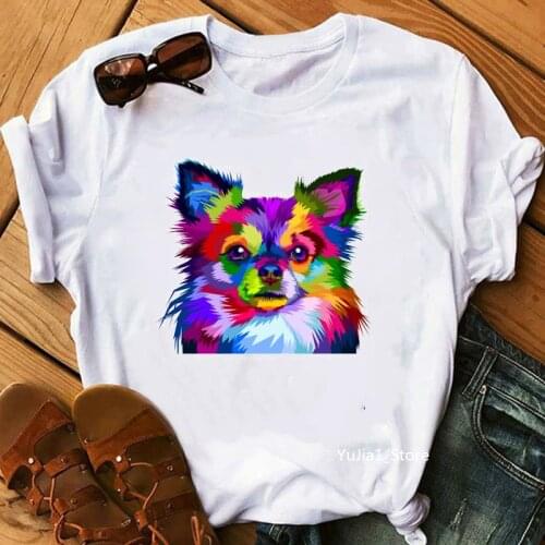 Vintage Chihuahuas portrait print t shirts women harajuku kawaii tshirt top female t-shirts dog lover gift ringer tee DIY tshirt