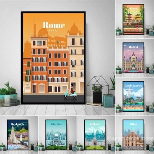 Havana Vancouver Rome City Map Vintage Retro Travel Classic Canvas Paintings Posters Wall Art Pictures for Home Living Room