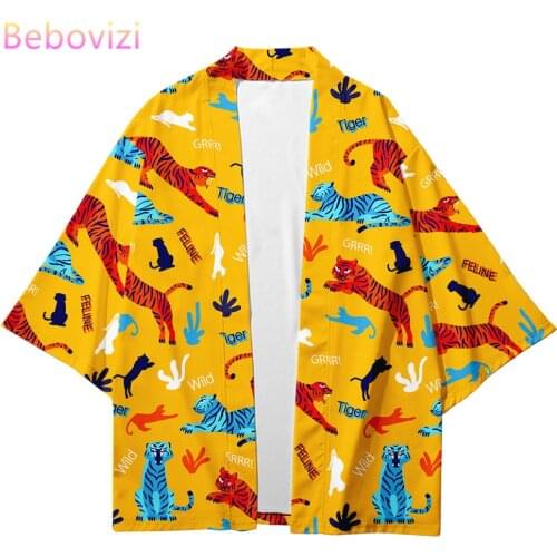 Plus Size XXS-4XL Cartoons Printing Japanese Style Fashion Kimono 2020 Men and Women Cardigan Blouse Haori Obi Asian Clothes