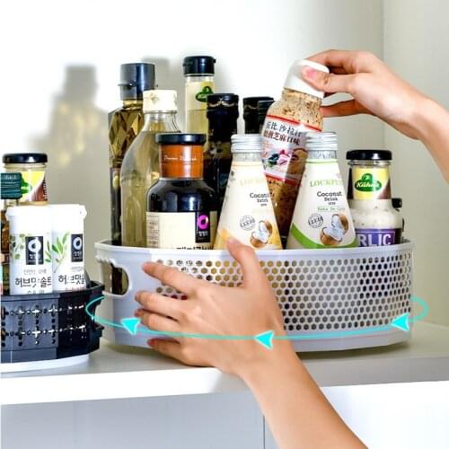 Seasoning Storage Box European Style Seasoning Storage Box Rotatable Plastic Solid Color Multifunctional Desktop Storage Rack