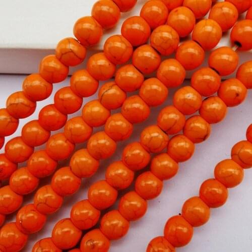 6MM 0range Howlite Round Loose Beads Strand 16 Inch Jewelry Making C225