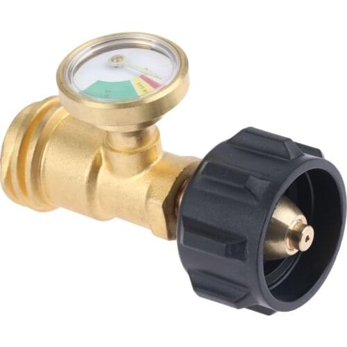 Brass Propane Fuel Tank Adapter Gauge Pressure Meter Gas Level Indicator Leak Detector for RV Camper Cylinder BBQ Grill Heater