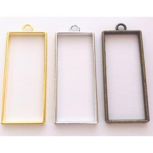 10Pcs 20*49mm Metal Rectangle Geometric Hollow Frame Pendant Charm UV Epoxy Resin Craft Bezel For DIY Jewelry Making Accessories