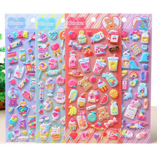 Cute Sweet Candy 3D Puffy Toy Stickers Scrapbooking DIY Journaling Sticker Kawaii Stationery Sticker Kids Girls Toy Gifts