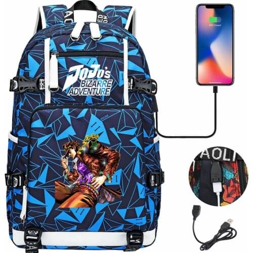 Anime Jojo Bizarre Adventure Backpack Teenager Student School Multifunction USB Charging Bags Boy Girl School Bag Travel Mochila