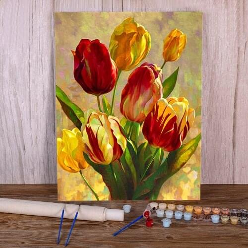 Cartoon Flowers Rose Sunflower Paint By Numbers Complete Kit Oil Paints 50*70 Paiting By Numbers Wall Decoration For Wholesale