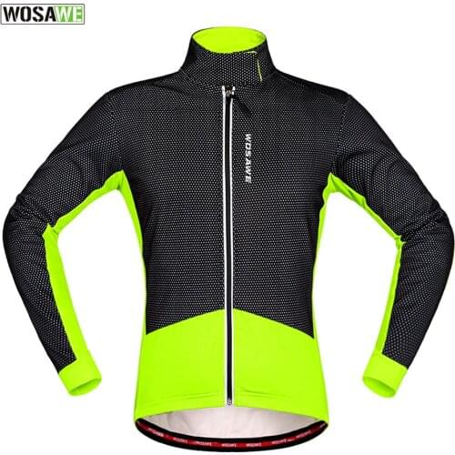 WOSAWE Men Winter Fleece Thermal Warm Cycling Jersey Bicycle Bike Wind Coat Windproof Anti-Sweat Rainproof Riding Bike Jacket