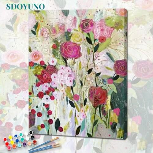 SDOYUNO Paint By Numbers On Canvas Flowers DIY Frame 60x75cm Oil Painting By Numbers Handpaint Scenery Home Decor Wall Art