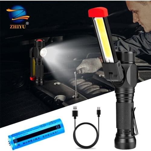 USB Rechargeable with Built-in Battery Set Multi Function Folding Work Light COB LED Flashlight Camping Lights Torch Flashlight