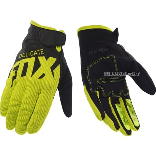 Delicate Fox Motorbike Riding MTB DH Race Mountain Bicycle Racing Gloves Motocross Motorcycle Fluo Black Gloves