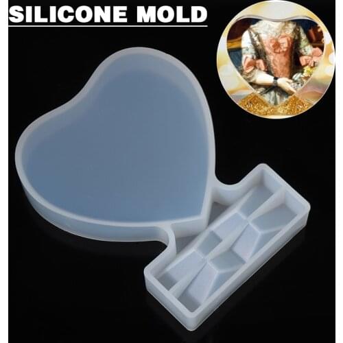 New Arrival DIY Crystal Epoxy Resin Mold Love Heart Shaped Frame Silicon Mold Heart Photograph Frame Epoxy Mold Craft Making