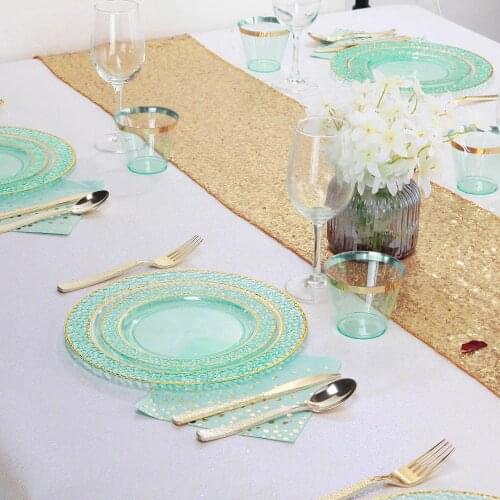 50pcs/lot Disposable plastic plate 7.5/10.25inch Pink green and gold stripe for wedding anniversaire party birthday party decor
