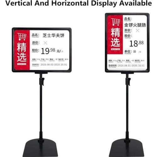 A4 Adjustable Poster Sign Stand 8.5x11in Advertising Business Menu Standing Sign Holder Frame Vertical and Horizontal View Sign