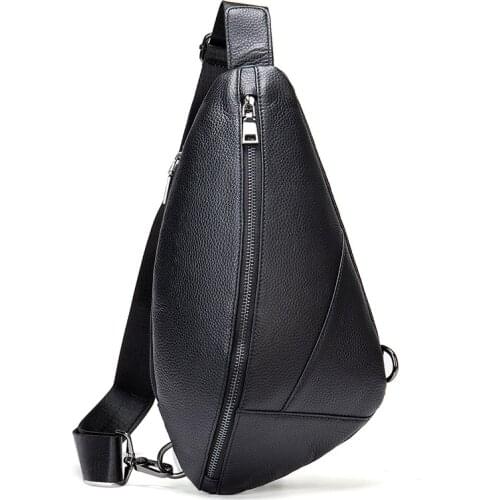 MAHEU Leather Chest Bag genuine leather cross body bag for men male leather sling bag chest pack single shoulder bag