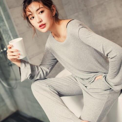 Spring and Summer Thin Modal Simple Sexy Pajamas Round Neck Super Soft Touch Free Solid Pyjamas Women Sleepwear Home Underwear