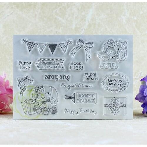 YLCS148 Dogs Silicone Clear Stamps For Scrapbooking DIY Album Paper Cards Making Decoration Embossing Rubber Stamp 11x16cm