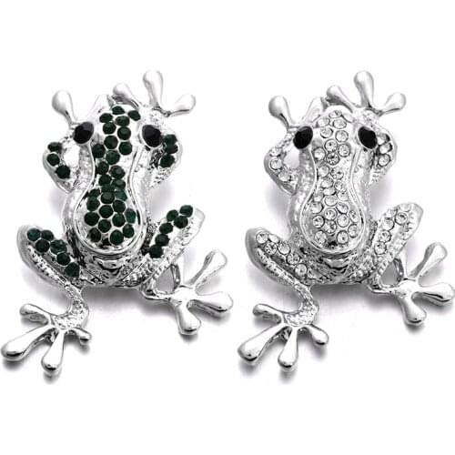 6pcs/lot New Snap Jewelry Crystal Metal Big Tree Frog Snap Buttons Fit 20mm 18mm Snap Bracelet Leather Bracelet Button Jewelry