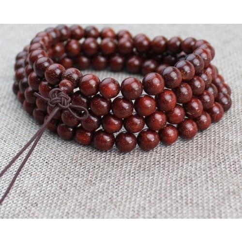 Zambia Blood Sandalwood Old Material Prayer Beads Artificial Gold Star Raw Wood Mhogany Wenwan Necklace