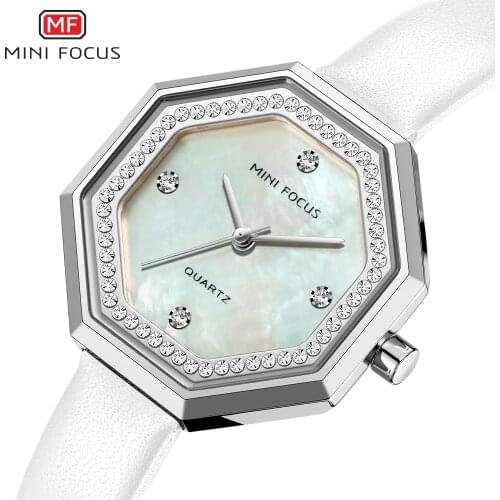 MINIFOCUS Women Watch Unique design Top Luxury Brand Genuine Leather Strap Reloj Mujer Luxury Quartz Ladies Watch Montre Femme