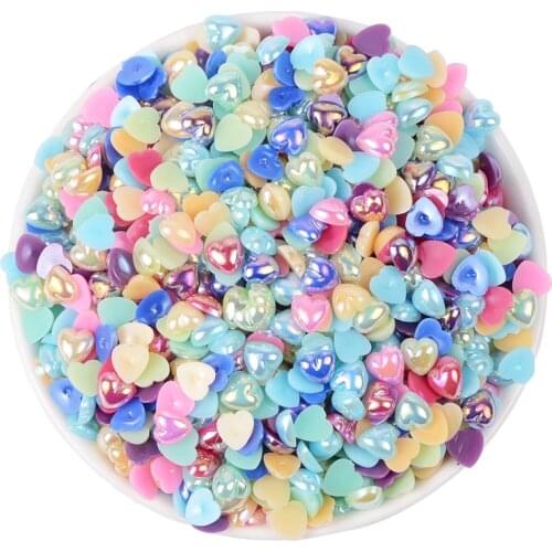100PCS 10mm Peach Heart Pearl flatback Resin Cabochon Scrapbook Craft DIY Embellishments phone decor Headwear accessories
